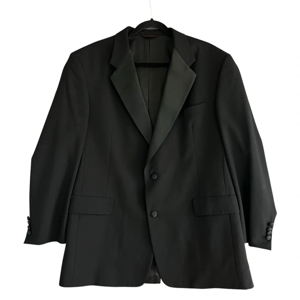 HART SCHAFFNER & MARX Wool Blazer Sports Coat 2 Button Single Vent Black 44R